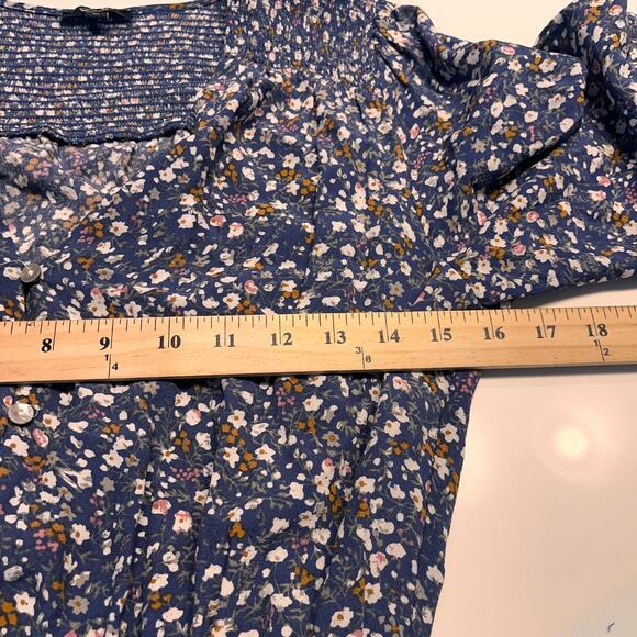 Rails Zana Floral Smocked Long Sleeve Mini Dress Size Medium - Picture 10 of 12